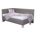 Gestoffeerd bed MARIA PETITE 120x200 cm met opbergruimte, zonder matras, taupe
