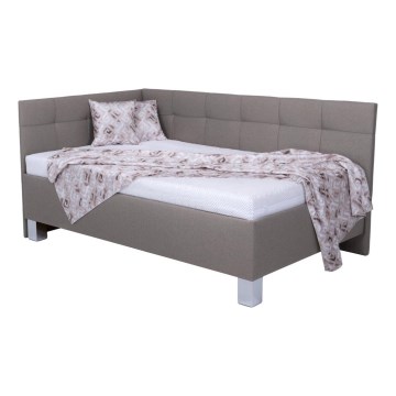 Gestoffeerd bed MARIA PETITE 120x200 cm met opbergruimte, zonder matras, taupe