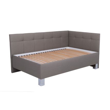 Gestoffeerd bed MARIA PETITE 120x200 cm met opbergruimte, zonder matras, taupe