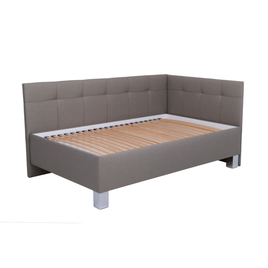 Gestoffeerd bed MARIA PETITE 120x200 cm met opbergruimte, zonder matras, taupe