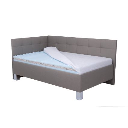 Gestoffeerd bed MARIA PETITE 120x200 cm met opbergruimte, zonder matras, taupe