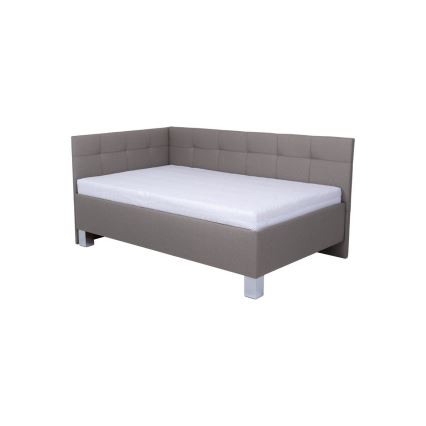 Gestoffeerd bed MARIA PETITE 120x200 cm met opbergruimte, zonder matras, taupe