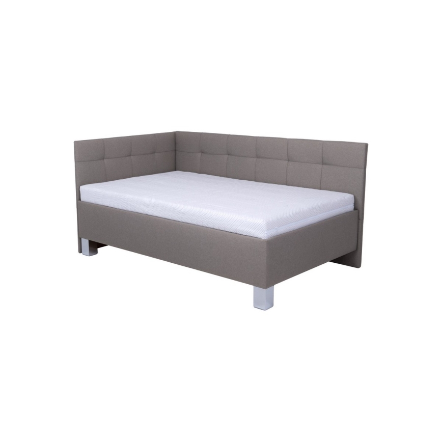 Gestoffeerd bed MARIA PETITE 120x200 cm met opbergruimte, zonder matras, taupe