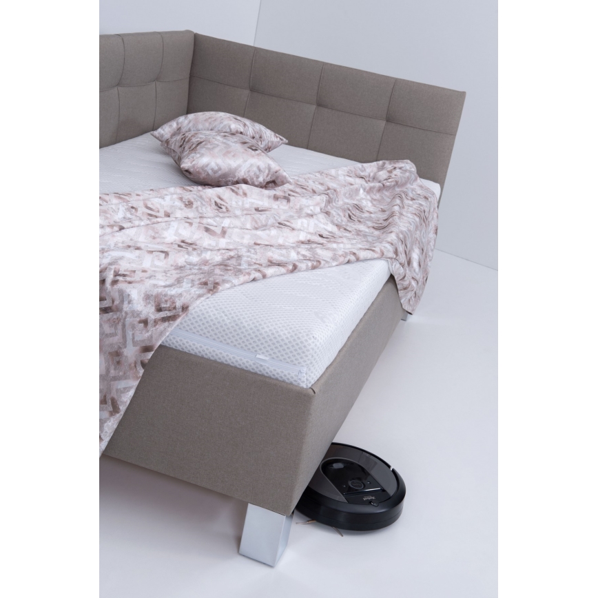 Gestoffeerd bed MARIA PETITE 120x200 cm taupe, inclusief matras en opbergruimte