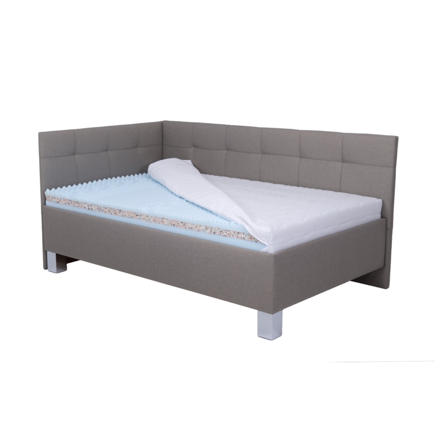 Gestoffeerd bed MARIA PETITE 120x200 cm taupe, inclusief matras en opbergruimte