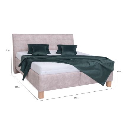 Gestoffeerd bed met bergruimte zonder matras VIOLET 180x200 cm beige