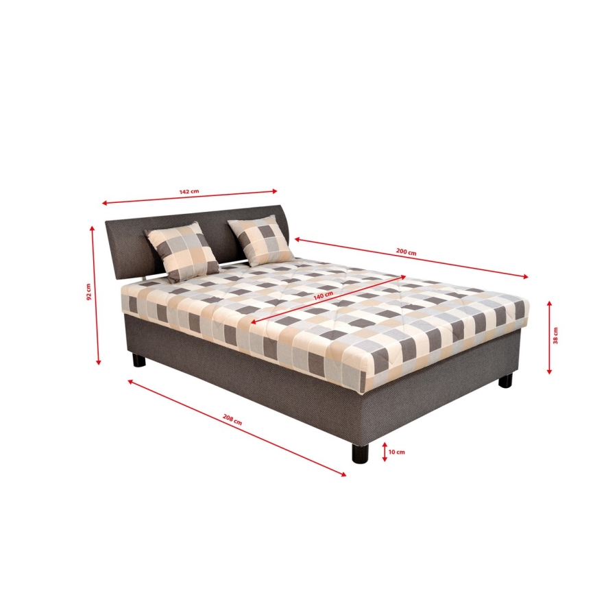 Gestoffeerd bed met een opslagruimte en matras GEORGE 140x200 cm bruin
