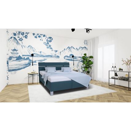 Gestoffeerd bed met een opslagruimte zonder matras ALIS 160x200 cm petrolblauw