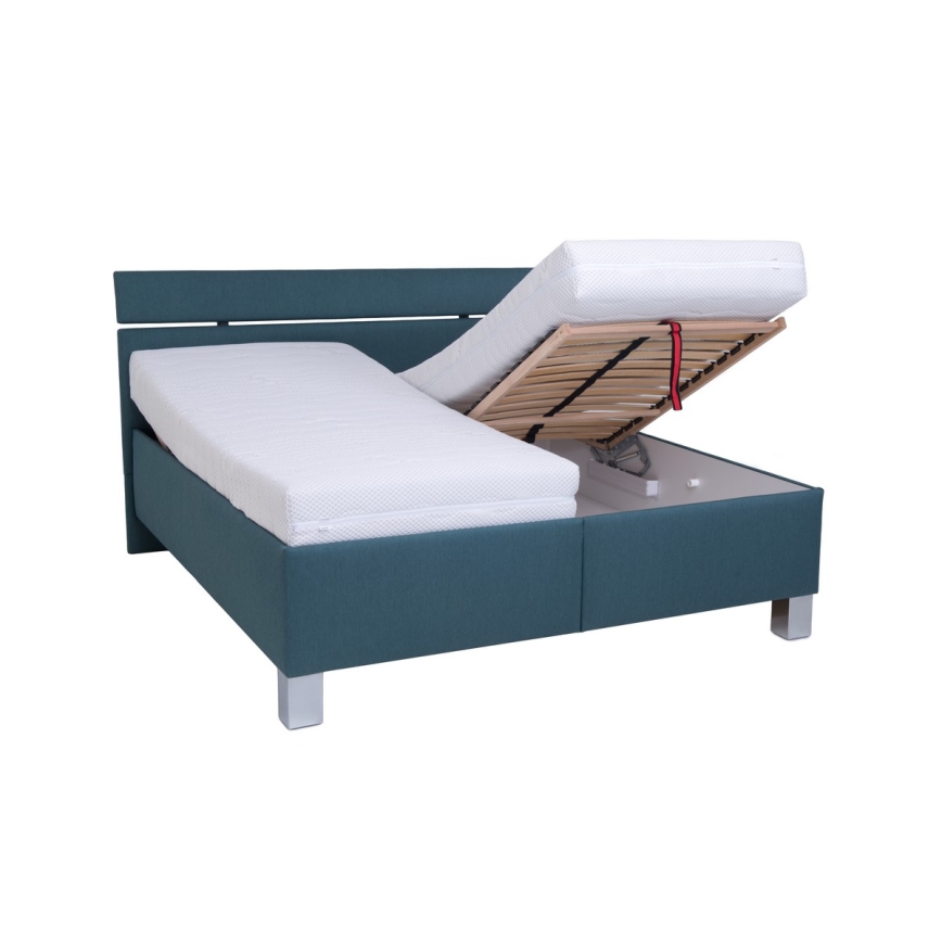 Gestoffeerd bed met een opslagruimte zonder matras ALIS 160x200 cm petrolblauw