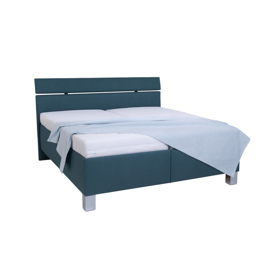 Gestoffeerd bed met een opslagruimte zonder matras ALIS 160x200 cm petrolblauw