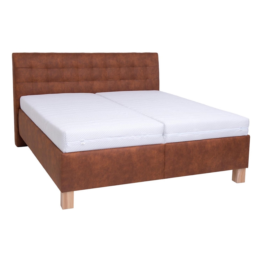 Gestoffeerd bed met een opslagruimte zonder matras VIOLET 180x200 cm cognac bruin