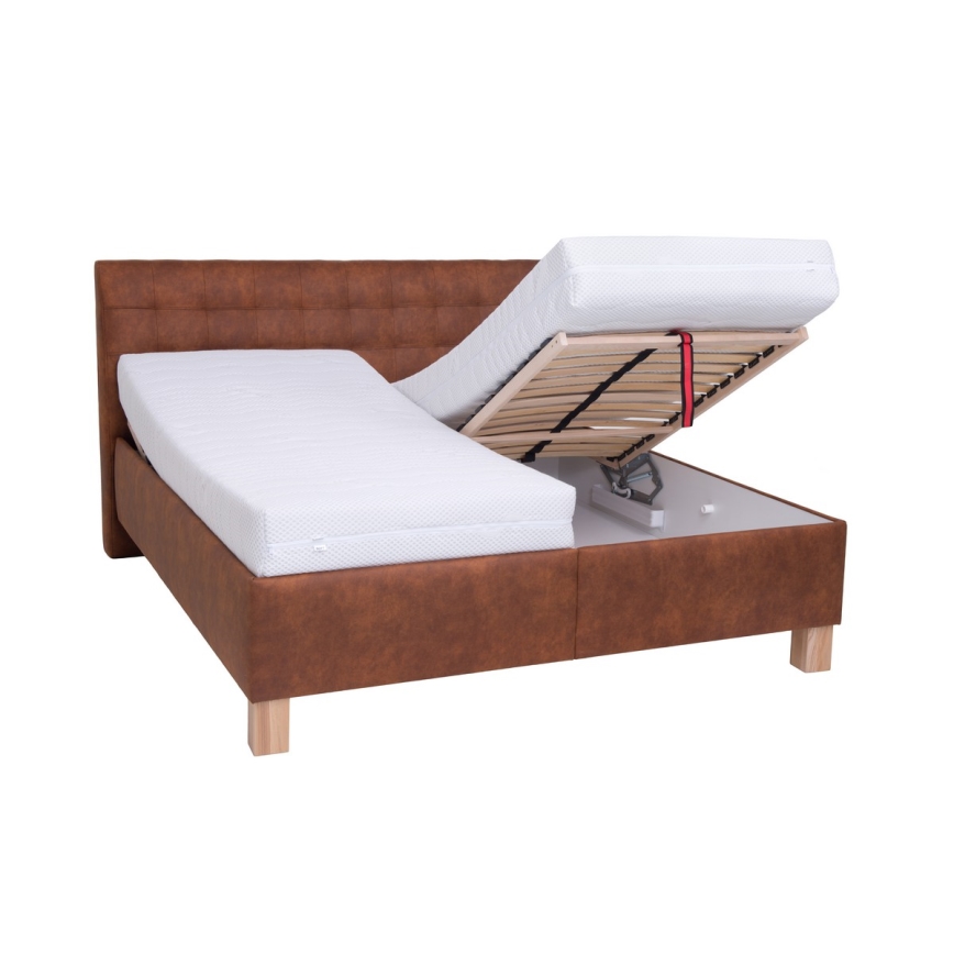Gestoffeerd bed met een opslagruimte zonder matras VIOLET 180x200 cm cognac bruin