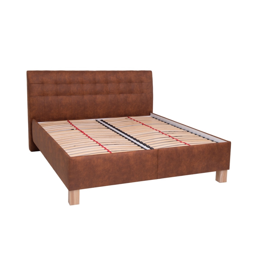 Gestoffeerd bed met een opslagruimte zonder matras VIOLET 180x200 cm cognac bruin