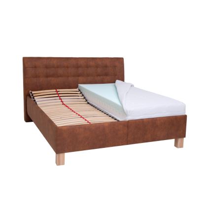 Gestoffeerd bed met een opslagruimte zonder matras VIOLET 180x200 cm cognac bruin