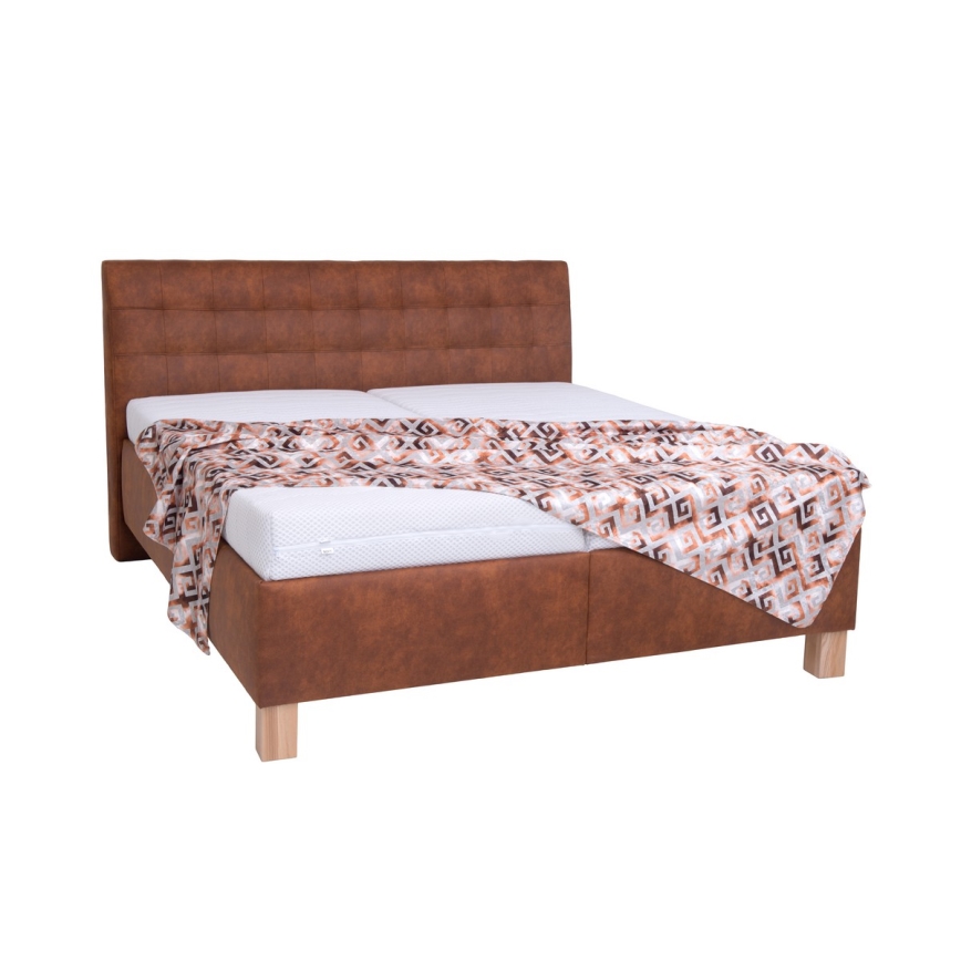 Gestoffeerd bed met een opslagruimte zonder matras VIOLET 180x200 cm cognac bruin