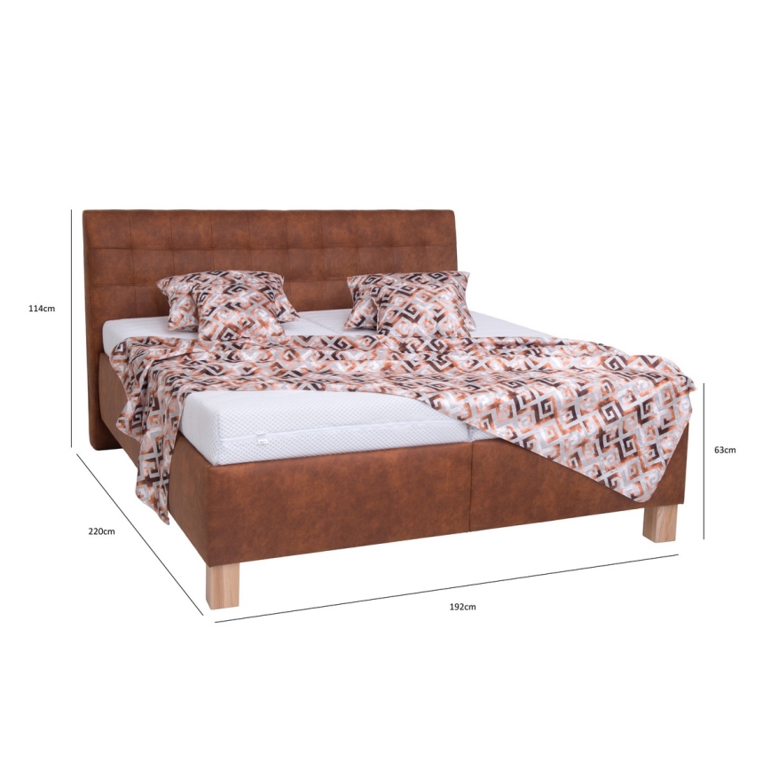 Gestoffeerd bed met een opslagruimte zonder matras VIOLET 180x200 cm cognac bruin