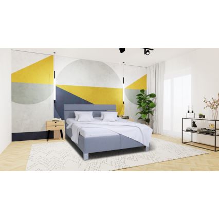 Gestoffeerd bed met matras en opbergruimte ALIS 180x200 cm lichtgrijs
