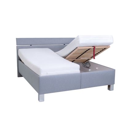 Gestoffeerd bed met matras en opbergruimte ALIS 180x200 cm lichtgrijs