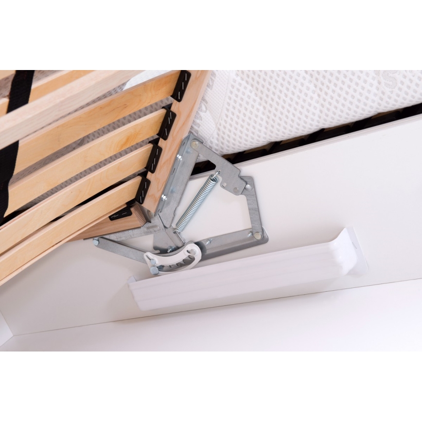 Gestoffeerd bed met matras en opbergruimte ALIS 180x200 cm lichtgrijs