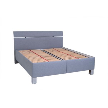 Gestoffeerd bed met matras en opbergruimte ALIS 180x200 cm lichtgrijs