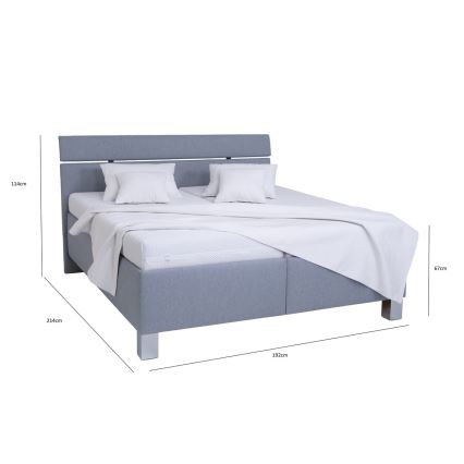 Gestoffeerd bed met matras en opbergruimte ALIS 180x200 cm lichtgrijs