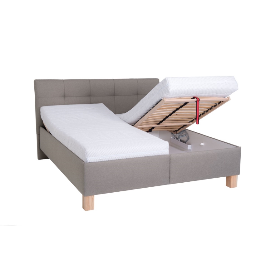 Gestoffeerd bed met matras en opbergruimte MARIA 160 x 200 cm taupe