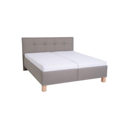 Gestoffeerd bed met matras en opbergruimte MARIA 160 x 200 cm taupe
