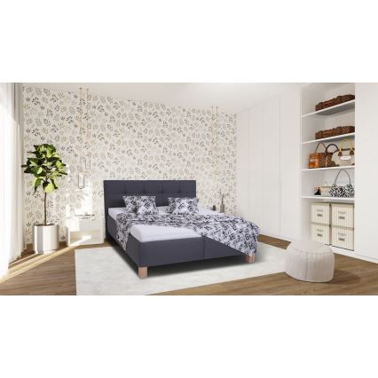 Gestoffeerd bed met matras en opbergruimte MARIA 160x200 cm grijs