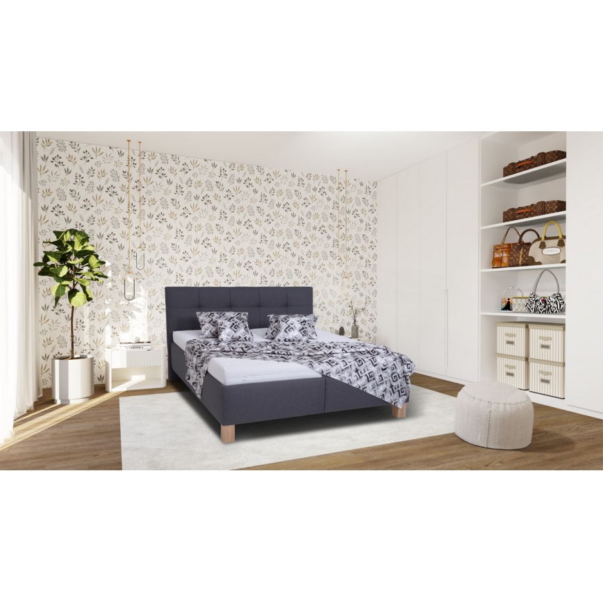 Gestoffeerd bed met matras en opbergruimte MARIA 160x200 cm grijs