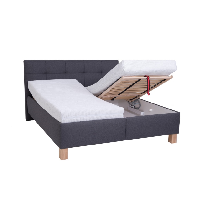Gestoffeerd bed met matras en opbergruimte MARIA 160x200 cm grijs