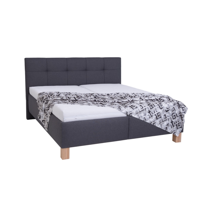 Gestoffeerd bed met matras en opbergruimte MARIA 160x200 cm grijs