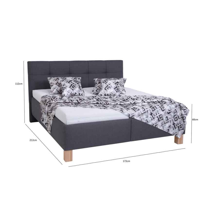 Gestoffeerd bed met matras en opbergruimte MARIA 160x200 cm grijs