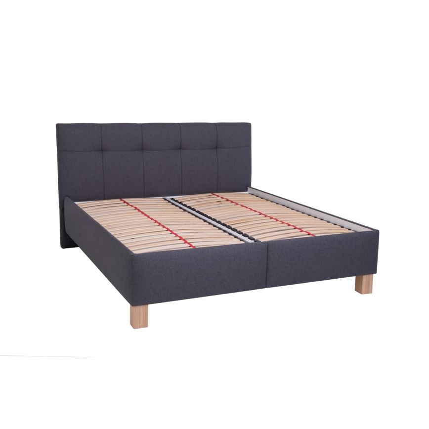 Gestoffeerd bed met matras en opbergruimte MARIA 180x200 cm grijs