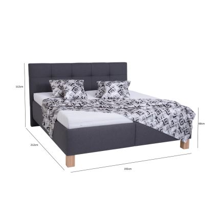Gestoffeerd bed met matras en opbergruimte MARIA 180x200 cm grijs