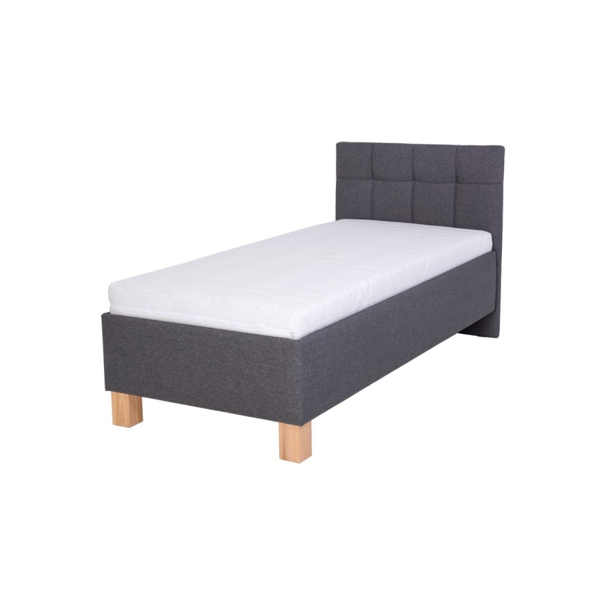 Gestoffeerd bed met matras en opbergruimte MARIA ONE 90x200 cm grijs