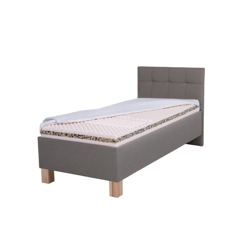 Gestoffeerd bed met matras en opbergruimte MARIA ONE 90x200 cm taupe