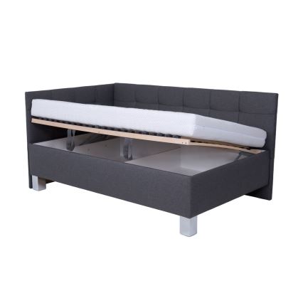 Gestoffeerd bed met matras en opbergruimte MARIA PETITE 120x200 cm grijs