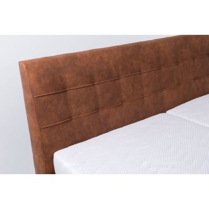 Gestoffeerd bed met matras en opbergruimte VIOLET 160x200 cm cognacbruin