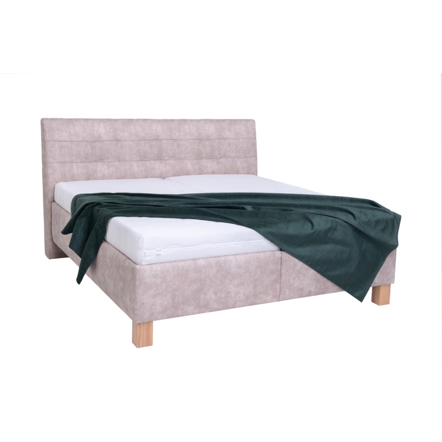 Gestoffeerd bed met matras en opbergruimte VIOLET 180x200 cm beige