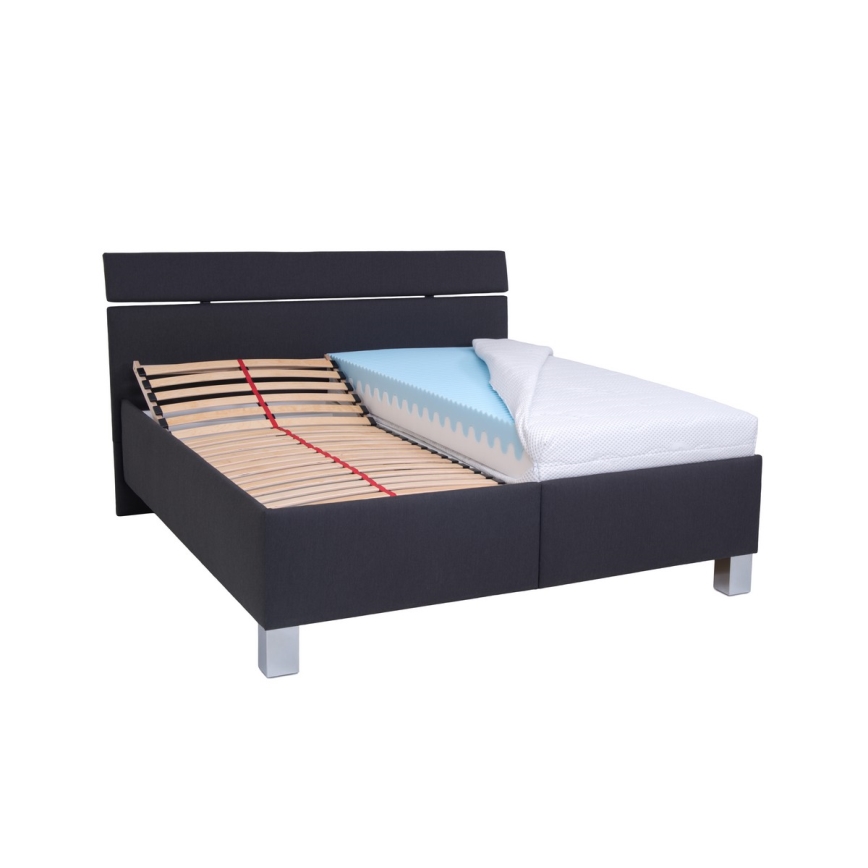 Gestoffeerd bed met matras en opslagruimte ALIS 160x200 cm antraciet