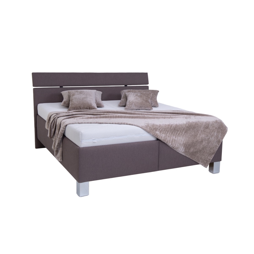 Gestoffeerd bed met matras en opslagruimte ALIS 160x200 cm bruin