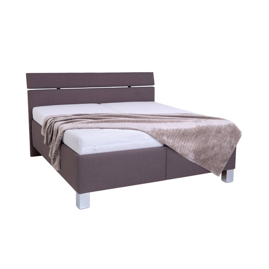 Gestoffeerd bed met matras en opslagruimte ALIS 160x200 cm bruin