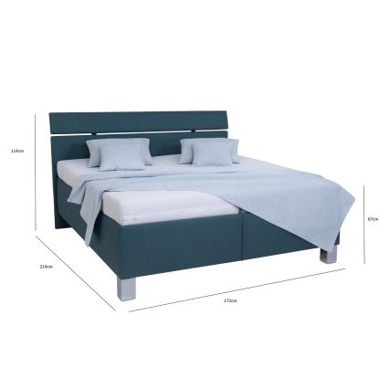 Gestoffeerd bed met matras en opslagruimte ALIS 160x200 cm petrolblauw