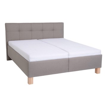 Gestoffeerd bed met matras en opslagruimte MARIA 160x200 cm taupe