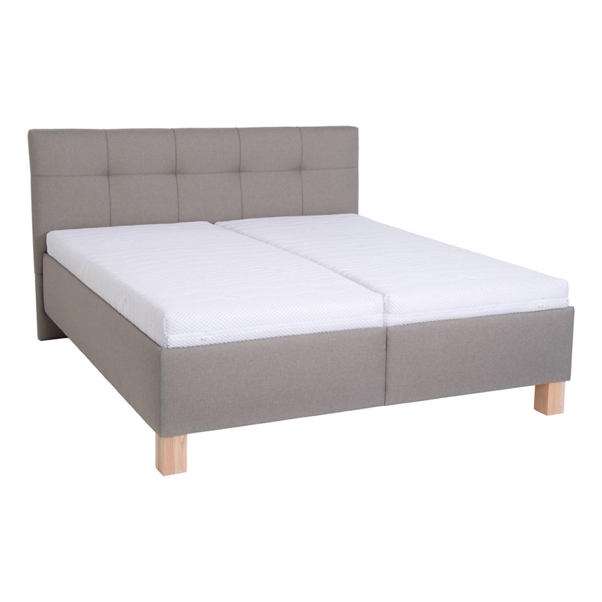 Gestoffeerd bed met matras en opslagruimte MARIA 160x200 cm taupe