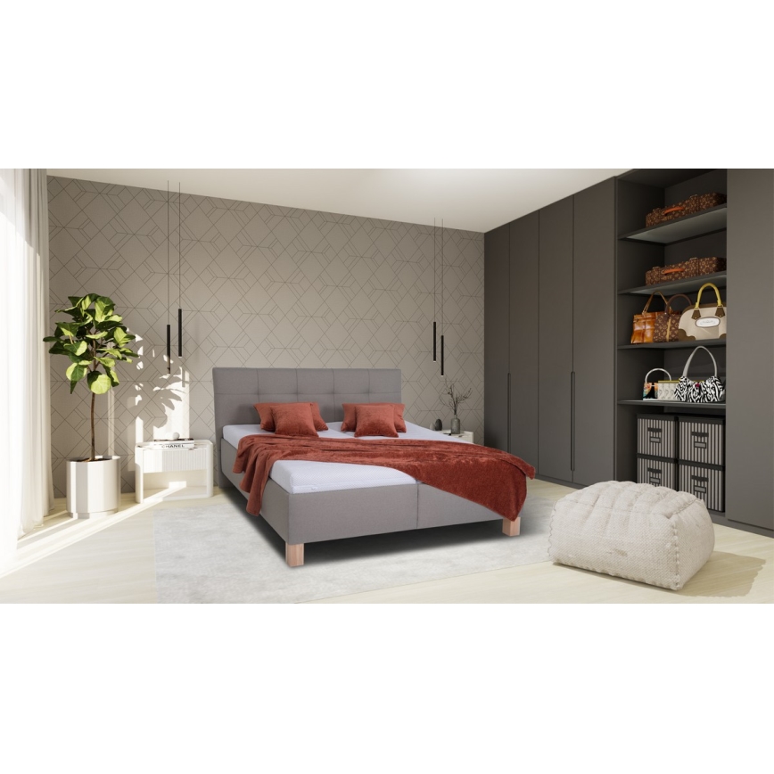 Gestoffeerd bed met matras en opslagruimte MARIA 160x200 cm taupe