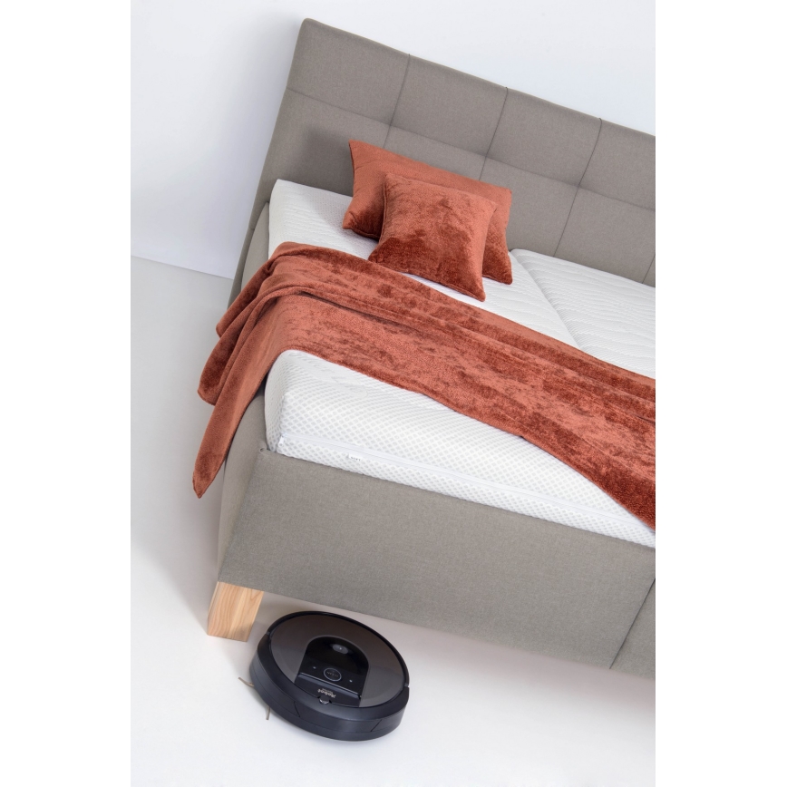 Gestoffeerd bed met matras en opslagruimte MARIA 160x200 cm taupe