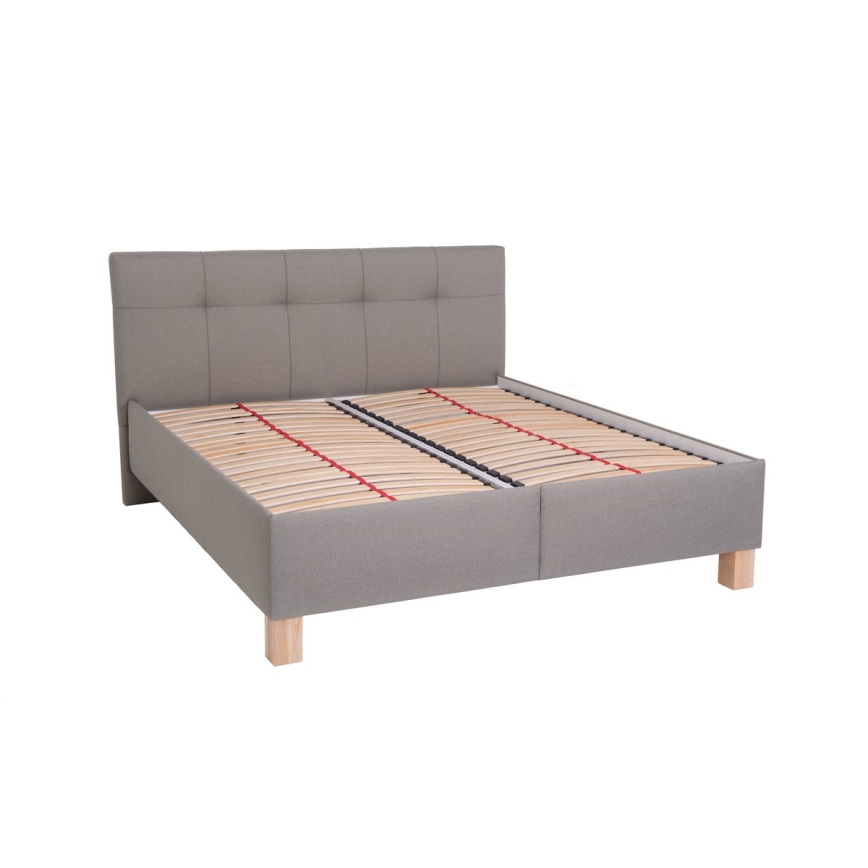 Gestoffeerd bed met matras en opslagruimte MARIA 160x200 cm taupe