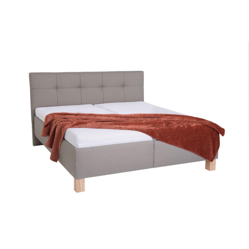 Gestoffeerd bed met matras en opslagruimte MARIA 160x200 cm taupe