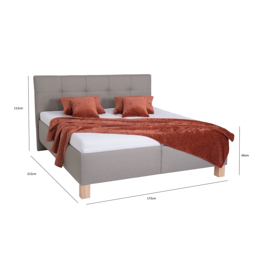 Gestoffeerd bed met matras en opslagruimte MARIA 160x200 cm taupe